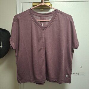 Sendara Women's Short Sleeve Keyhole Back Shirt, Dark Lavender